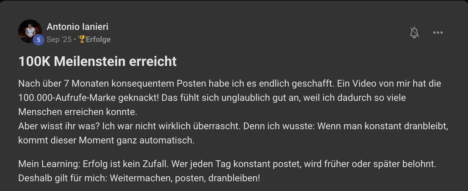 Erfolgsgeschichte: Antonio Ianieri – 100K Meilenstein